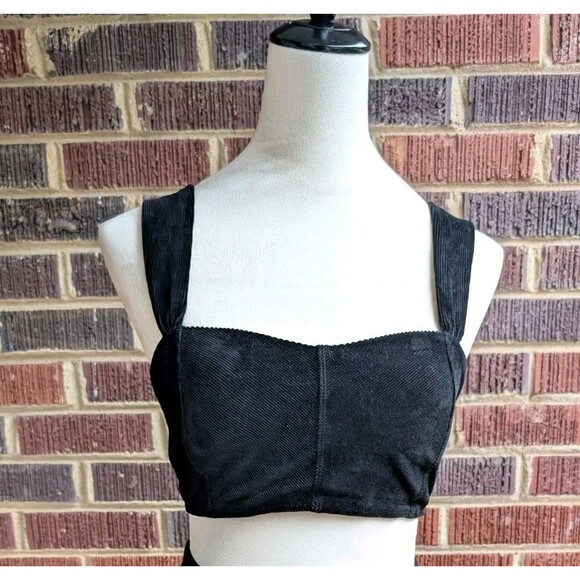 Alo Yoga Micro Corduroy Winter Break Bra Black-Sz Med - Picture 1 of 7